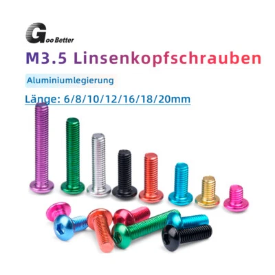 GOOBETTER Viti a testa cilindrica M3.5 alluminio esagono interno testa a lente anodizzata vite