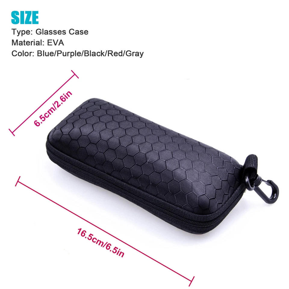 2PCS Portable Eye Glasses Case Box Sunglasses Protector Hard Zipper Belt Clip - Image 2 of 4