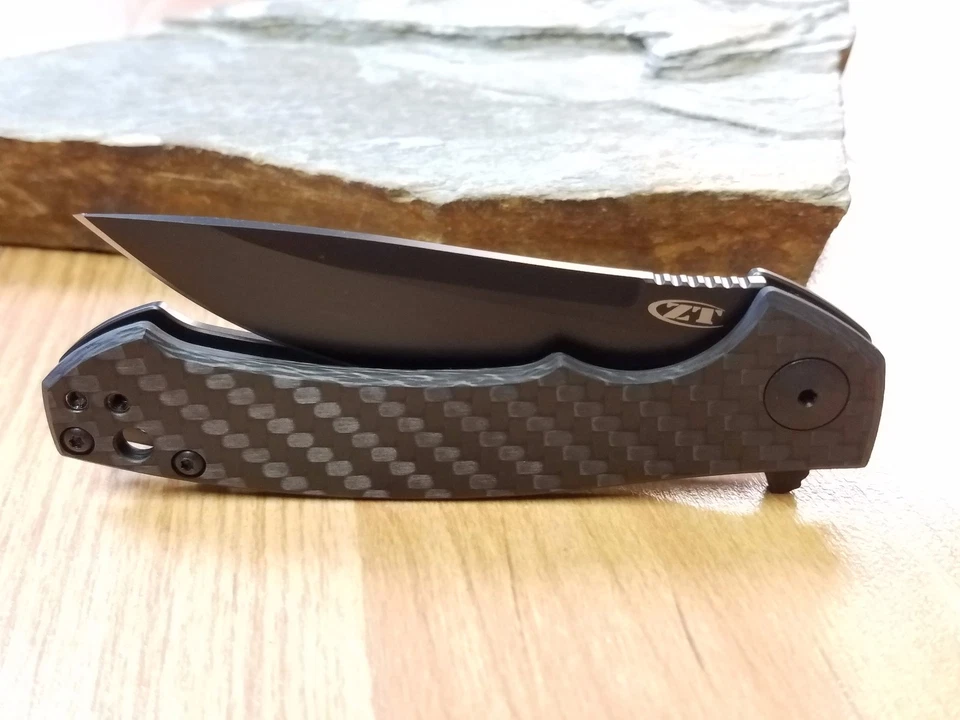 Cuchillo plegable de fibra de carbono Zero Tolerance Sinkevich KVT CPM S35VN A/O 0450cf Foto 3 de 4