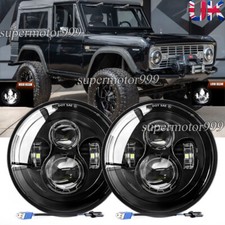 Fit Ford 1965-1973 Mustang / For Bronco Pair 7'' Round LED Headlights Hi/Lo Beam
