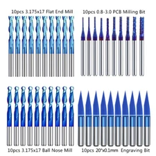 1/8'' Shank CNC Router Bit End Mill Engraving Bits Milling Cutter Carbide 40 Pcs