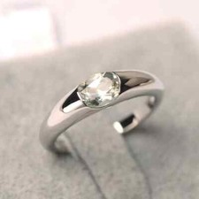Natural Green Amethyst Oval Cut Gemstone 925 Sterling Silver Women Designer Ring