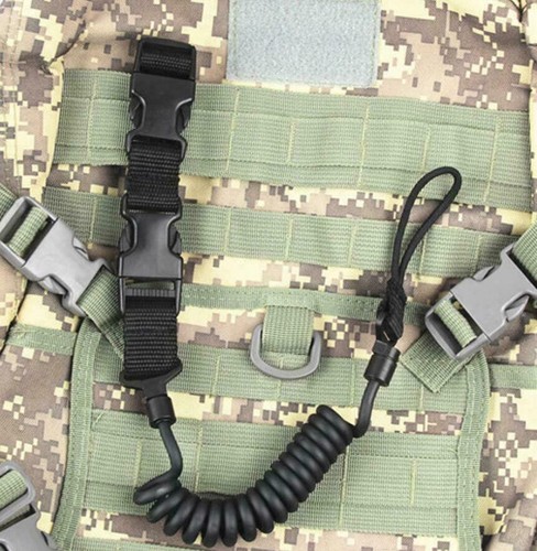 Tactical Pistol Lanyard Sling Handgun Elastic Secure Spring Retention Rope Sling - Picture 4 of 12