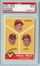 1960 Topps Philadelphia Phillies Coaches Silvestri #466 HI 🚀😳💥 PSA Graded 5