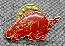 Vintage Lapel Pin ~ RAZORBACK Wild Hog Pig Boar Metal & Red Enamel