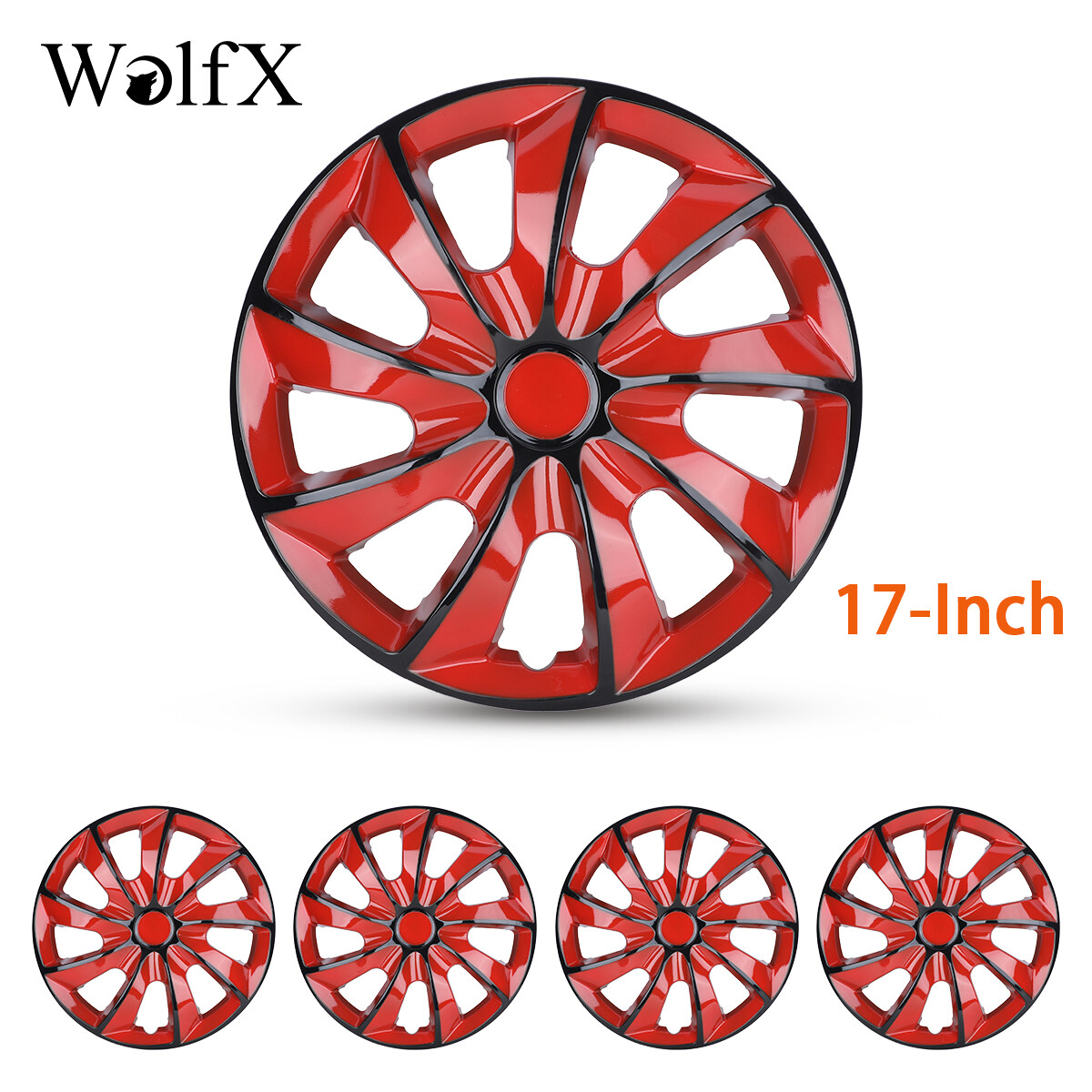 17-inch Black and Red Lacquer Snap-On Wheel Covers for R17 Steel Rims