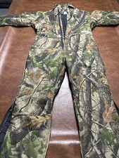EUC BLACK DUCK BY WALLS REALTREE CAMO BLACK QUILTED COVERALLS LARGE 42/44