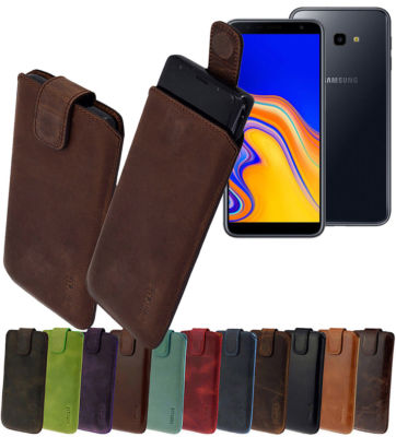 Samsung Galaxy J6 Plus DuoS Hülle Echt Leder Handy Tasche Schutz Cover J6+ Etui