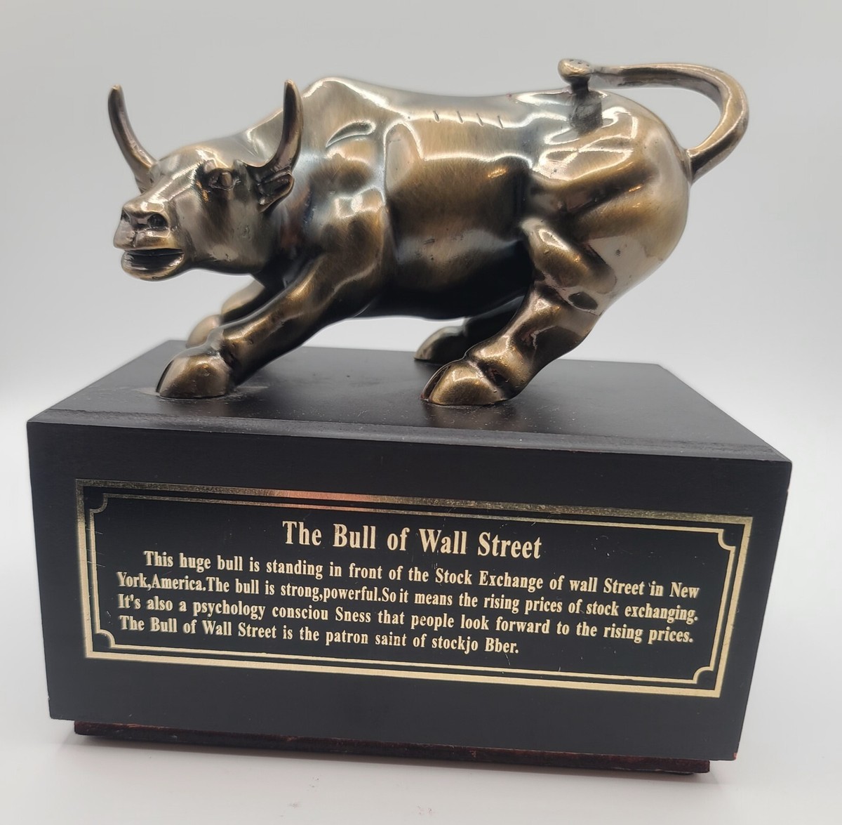 New York Stock Exchange The Bull Of Wall Street Sculpture Walnut Base  Engraved | eBay