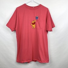 VTG Disney Women's L Winnie The Pooh Bear Reaching For Hunny Pot Pink T-Shirt