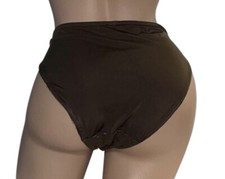 INTIMATES Mocha Shiny Satin Back Sheer Lace Front High Waisted Hi-Leg Panties 7
