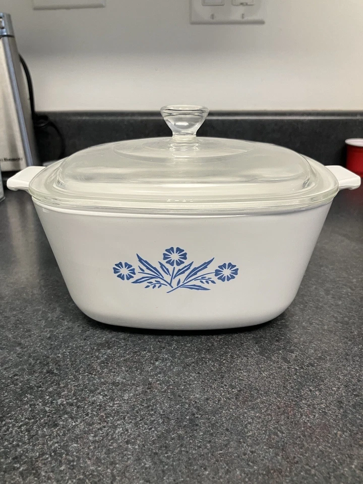 Cazuela vintage Corning Ware azul aciano P-1 3/4-B 1961-66 1,75 qt con tapa Foto 3 de 4