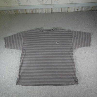 Vintage Trader Bay Shirt Mens XL Gray Striped Preppy Skate Surf 90s Skater Logo