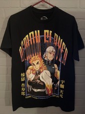 Vintage Demon Slayer Shirt Rengok Japanese Anime Kyujuro Tee Adult Large Black