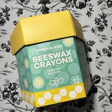 100 Pure Beeswax Crayon for Toddlers 1-3,12 Colors Non-Toxic Crayons with 10...