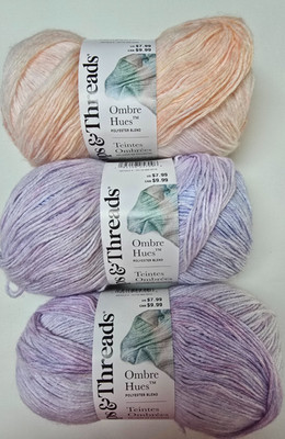Loops & Threads Ombre Hues Yarn. Lot of 3, Two colors 5.29oz Each