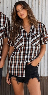 Ladies Dixxon Rt. 66 Lg. Plaid Short Sleeve Bamboo Shirt Low Rider West Coast