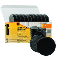16 Pack 3.5 Round Heavy-Duty Felt Furniture Sliders, Floor Protectors, Reusable