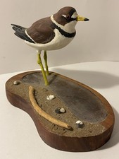 Hand Carved Semipalmated Plover Bird Coastal Scene 1993 Decoy Sculpture Signed