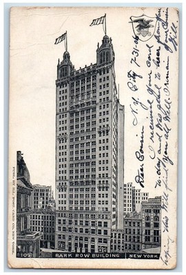 1906 Park Row Building Exterior Scene New York NY Antique Posted Postcard