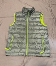Patagonia Boys Down Sweater Puffer Vest Feather Grey M 10 Stained