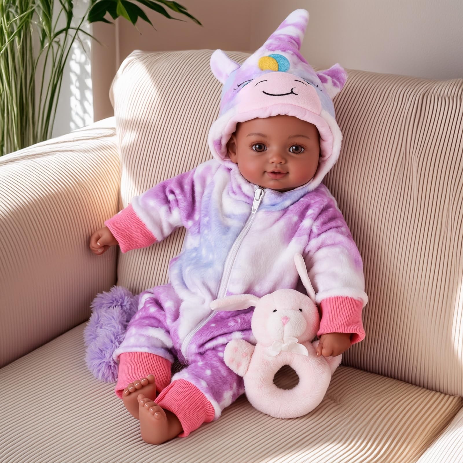 BABESIDE Black Baby Dolls, 15 Inch Realistic Cute Soft Body 