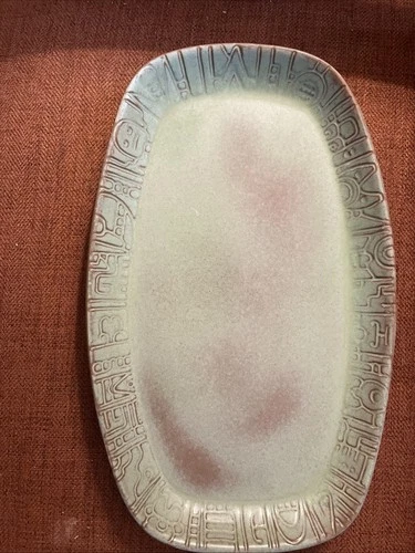 Frankoma Mayan Aztec Green 13-5/8" Rectangular(ish) Platter