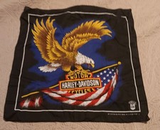 Vtg Harley Davidson Bandana Handkerchief American Eagle Flag USA RN 15187