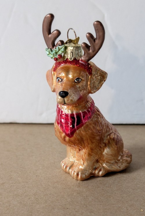 Kurt S Adler Golden Retriever  Blown Glass Christmas Ornament