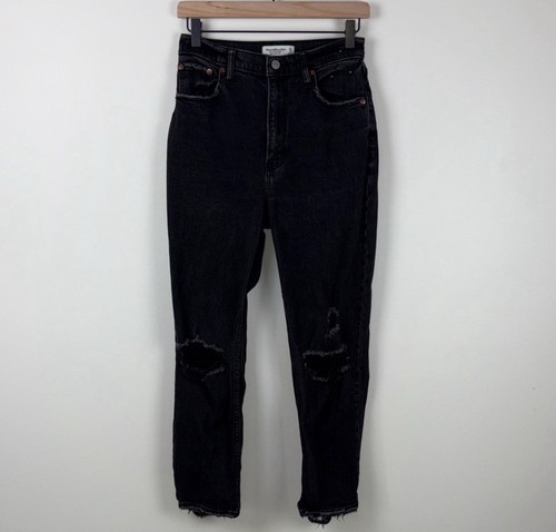 Abercrombie Ankle Straight Curve Love JeansWomen's Size 27 4 Black Distressed - Picture 3 of 7