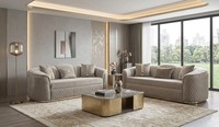 Hellgraue Stylische Sofagarnitur Designer 3-Sitzer Polstersofa 2Tlg