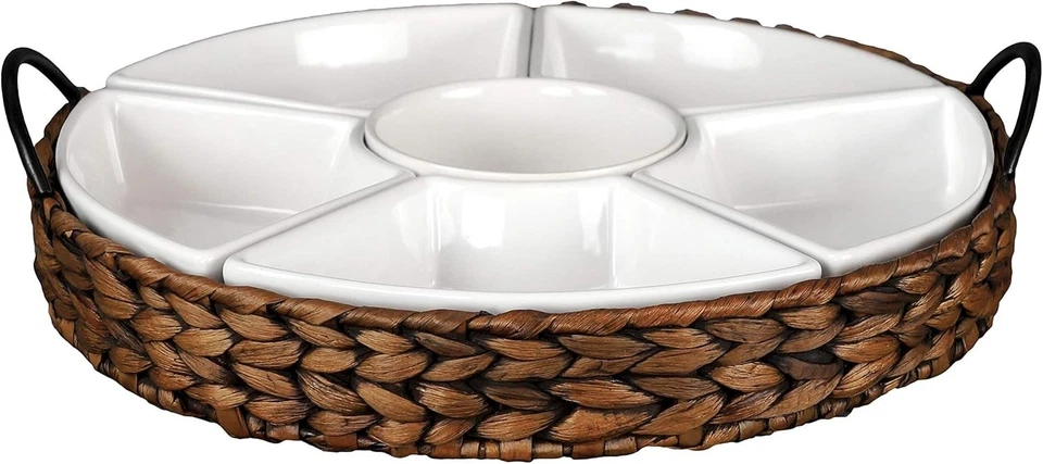 Easy-Clean Divided Serving Tray Set - 7-Piece Gold - Image 3 of 4