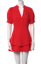 Alice + Olivia Val Puff Sleeves Skort Romper (dress) In Bright Poppy Red Size 4