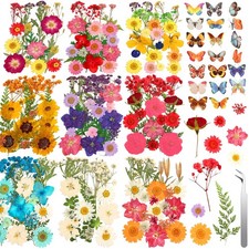235 Pcs Pressed Dried Flowers for Resin, Natural Real Dried Pressed Flowers f...
