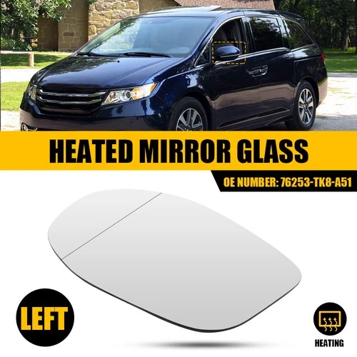 Heated Mirror Glass Driver LH Side With Backing for 2014-2017 Honda Odyssey