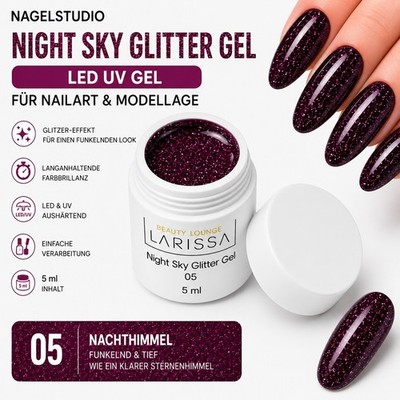 Night Sky Glitter Gel 05 Nachthimmel 5ml UV Gel Nailart Modellage LED Gel
