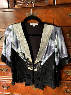 Spencer Alexis BOHO multicolor jacket with frog closure PETITE S silk/poly/rayon