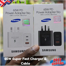 Genuine Samsung 65W Super Fast USB C Charger & USB C Cable For S26 S25 S24 Ultra