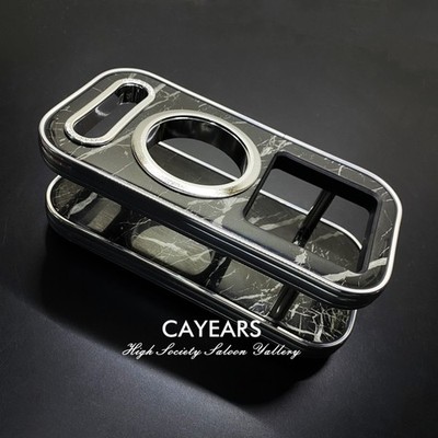 JDM Chrome Brim Marble Texture VIP Cup Holder Drinks Car Instrument Desk Table