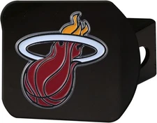 Miami Heat Solid Metal Black Hitch Cover with Color Metal Emblem 2 Inch...