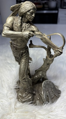 #ad Sioux Hunter Western Americana Collectible Pewter Statue $140.00