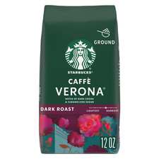 Starbucks Caff Verona, Ground Coffee, Dark Roast Hot or Iced Coffee, 12 oz