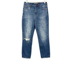 Madewell Jeans Womens 28 Blue Perfect Vintage Crop Distressed Raw Hem High Rise