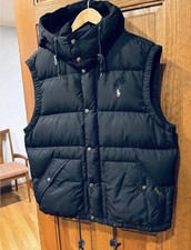 Mens L Vintage Polo Ralph Lauren Down Hooded Puffer Vest