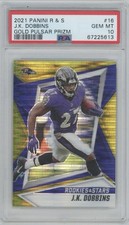 2021 PANINI R & S J.K. DOBBINS GOLD PULSAR PRIZM #16 PSA 10 3/15
