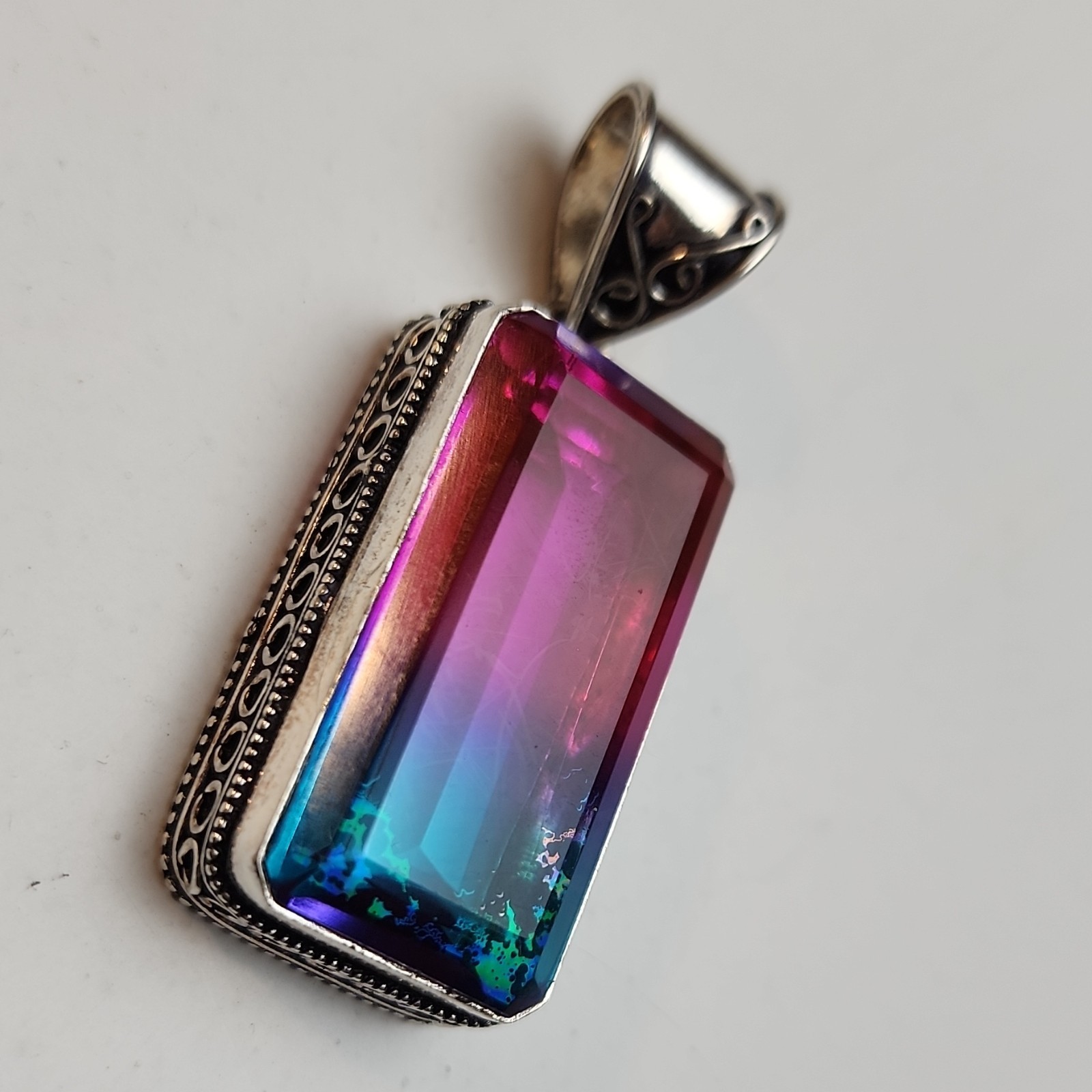 Sterling Silver 925 Rectangular Watermelon Tourma… - image 7