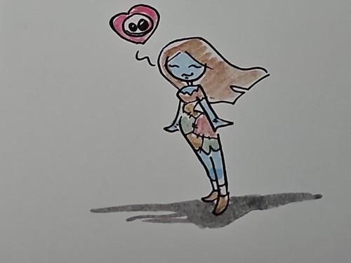 Katie Cook: Sally Loves Jack ; Original Art Sketch Card Watercolor 3×4 - Picture 3 of 4