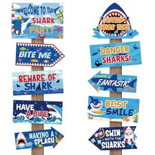 20 Pcs Party Sign Decorations Welcome to The Directional Signs for Boys Shark