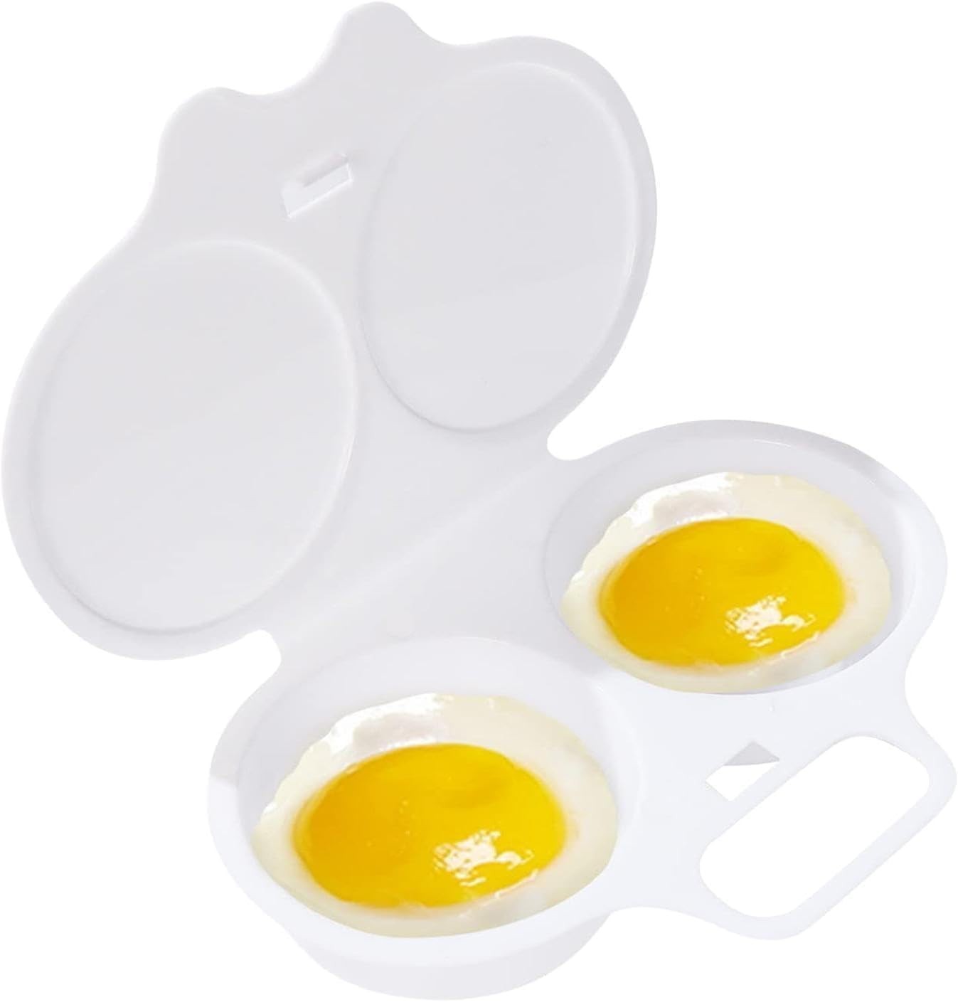 White Egg Poacher & Cooker, Dual Egg Cavity Nonstick Poacher - Microwave Egg Po