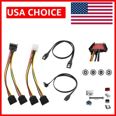 SATA III Data & Power Expansion Cable Set - High-Speed 4 Pack for Home & Office